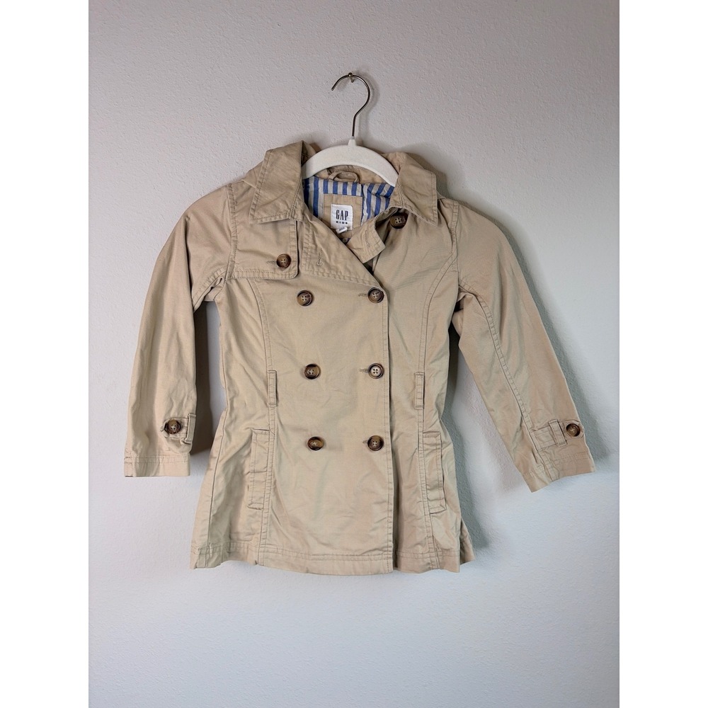 Gap Kids 100% Cotton Hooded Khaki Trench Coat Size XS
